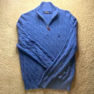 Men’s Small Blue Cable Knit Ralph Lauren Pullover